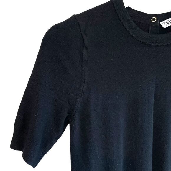 Zara Fitted Knit Black Classic T Shirt - Picture 3 of 9